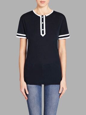 FRAME DENIM Contrast Trim Henley XS